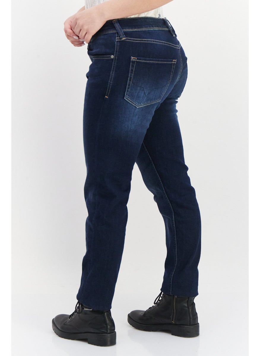 Pepe Jeans - Women Skinny Fit Low Waist Stretchable Solid Denim, Dark Blue - Image 1