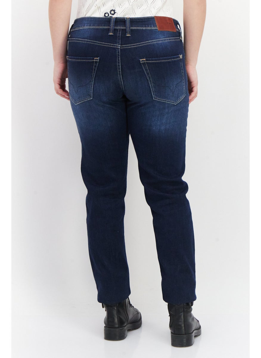 Pepe Jeans - Women Skinny Fit Low Waist Stretchable Solid Denim, Dark Blue - Image 1