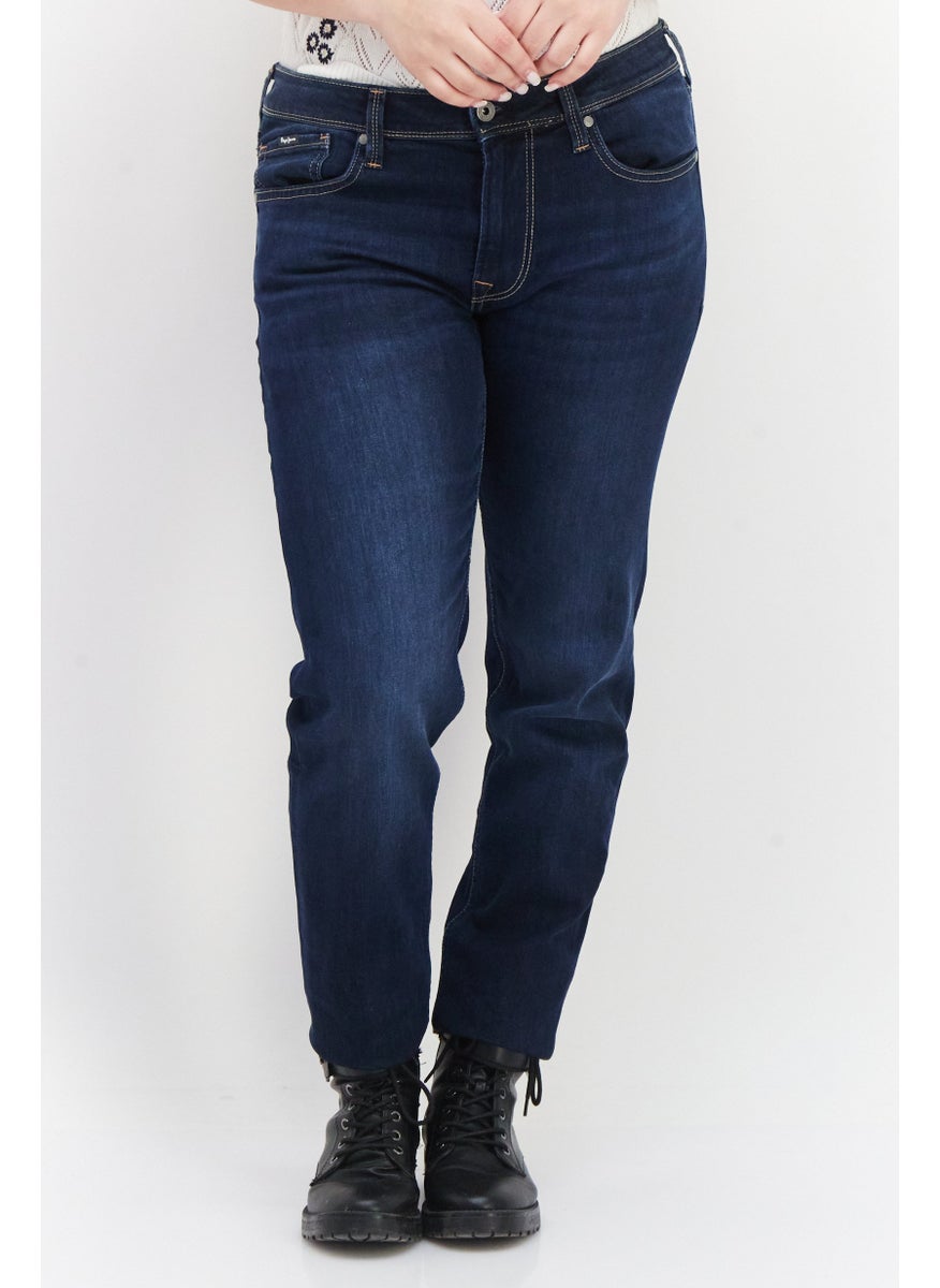 Pepe Jeans - Women Skinny Fit Low Waist Stretchable Solid Denim, Dark Blue - Image 1