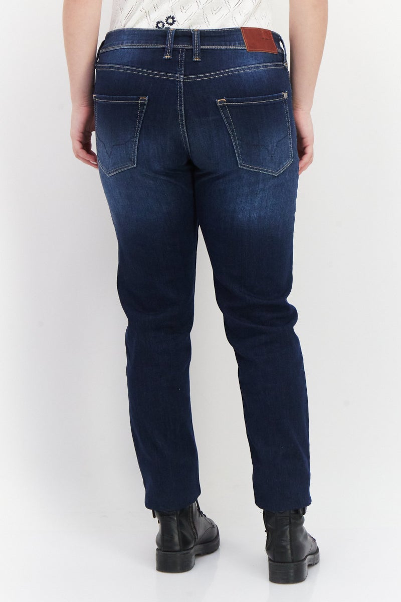 Pepe Jeans Women Skinny Fit Low Waist Stretchable Solid Denim, Dark Blue - Image 2