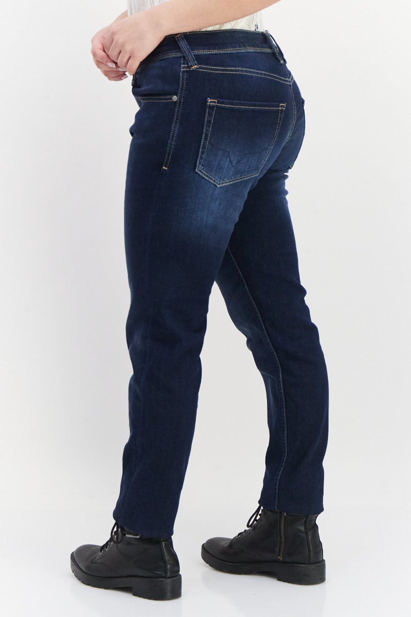 Pepe Jeans Women Skinny Fit Low Waist Stretchable Solid Denim, Dark Blue - Image 4