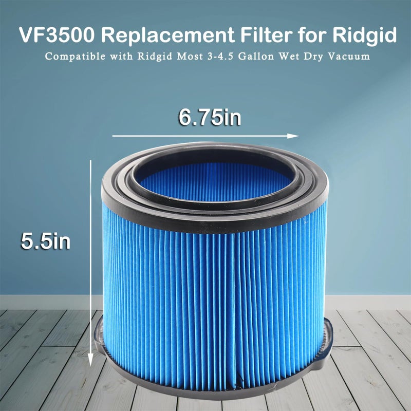 MZY LLC 2 Pack VF3500 Replacement Filter for Ridgid Shop Vacuum 3-4.5 Gallon Wet Dry Vacuums, 3-Layer Filters for Ridgid WD4050, WD3050, WD4080, WD4522, 4000RV, 4500RV - Image 4