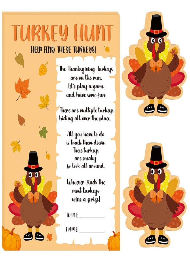 COCHIE Thanksgiving Games for Family Adults Office Large Groups Party, Turkey Hunt Game, Fall Families Classroom Activities with 50 Paper Turkeys - 25 Players (Turkey Hunt) - Image 1