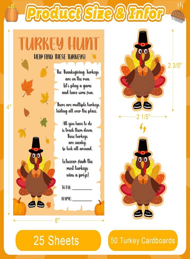 COCHIE Thanksgiving Games for Family Adults Office Large Groups Party, Turkey Hunt Game, Fall Families Classroom Activities with 50 Paper Turkeys - 25 Players (Turkey Hunt) - Image 2