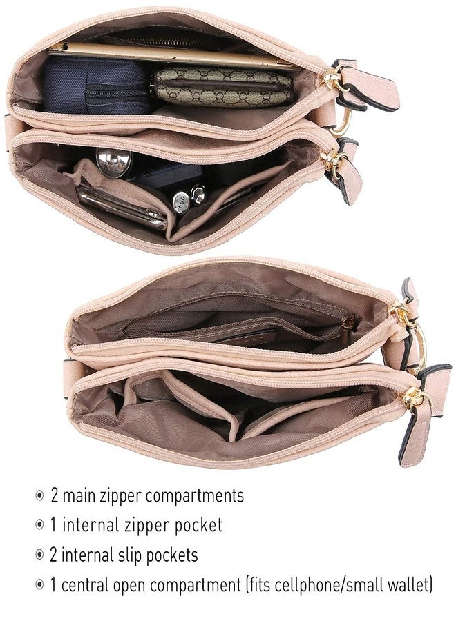 Dasein Women Lightweight Shoulder Purse Soft PU Leather Crossbody Bag Multi Pocket Travel Purses with Double Zipper (Pink) - Image 5
