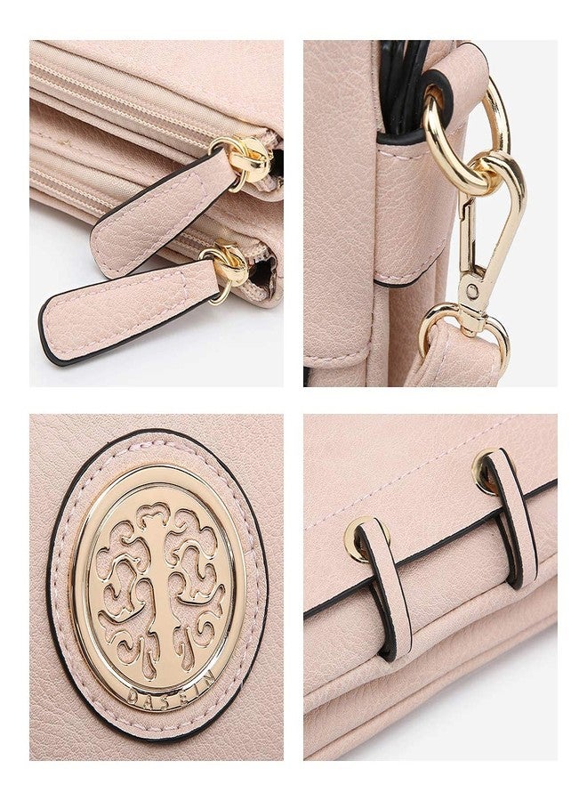 Dasein Women Lightweight Shoulder Purse Soft PU Leather Crossbody Bag Multi Pocket Travel Purses with Double Zipper (Pink) - Image 4