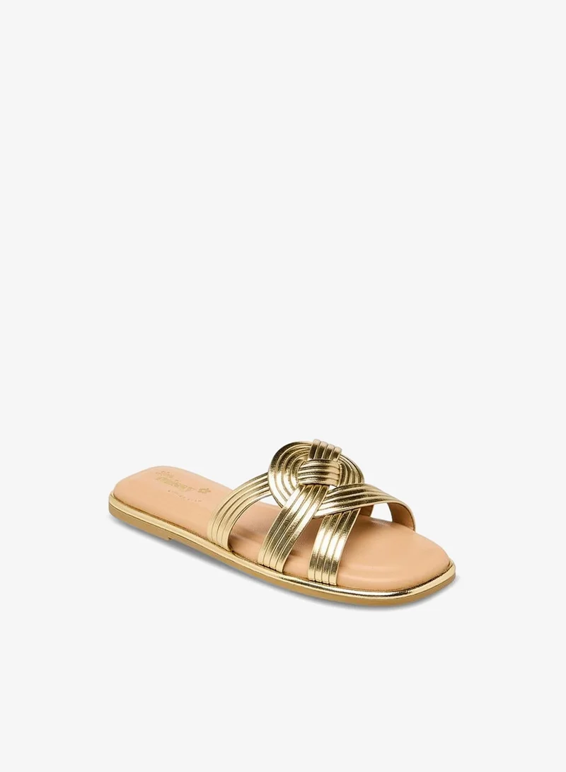 Little Missy GOLD Girls Knotted Slip-On Sandals for Women | Best Price UAE