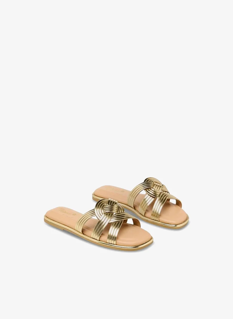 Little Missy GOLD Girls Knotted Slip-On Sandals for Women | Best Price UAE