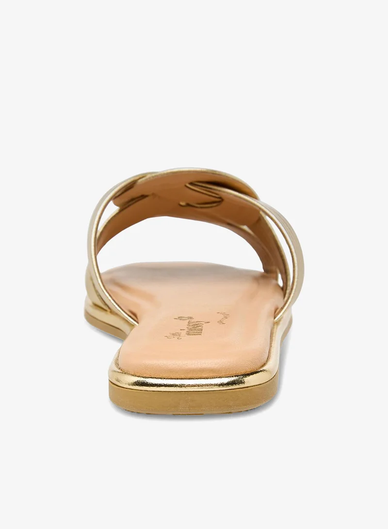 Little Missy GOLD Girls Knotted Slip-On Sandals for Women | Best Price UAE