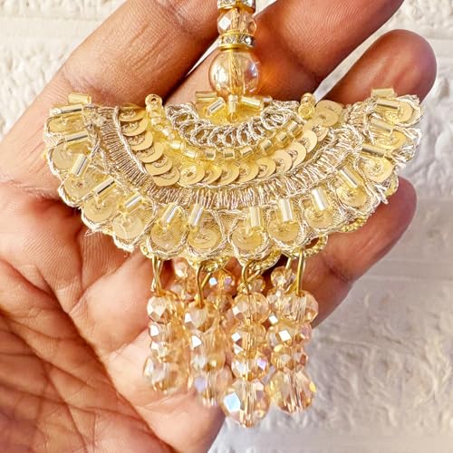 Adikala Craft Store Handmade Ethnic Latkan Tassel Set of 2 for Saree Pallu, Blouse, Suits, Dupatta, Lehenga Decor (Metal Sequin) - Image 3