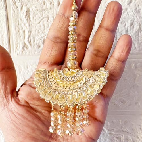 Adikala Craft Store Handmade Ethnic Latkan Tassel Set of 2 for Saree Pallu, Blouse, Suits, Dupatta, Lehenga Decor (Metal Sequin) - Image 2