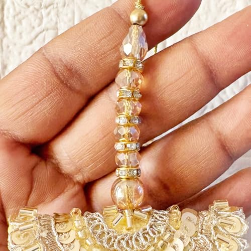 Adikala Craft Store Handmade Ethnic Latkan Tassel Set of 2 for Saree Pallu, Blouse, Suits, Dupatta, Lehenga Decor (Metal Sequin) - Image 4