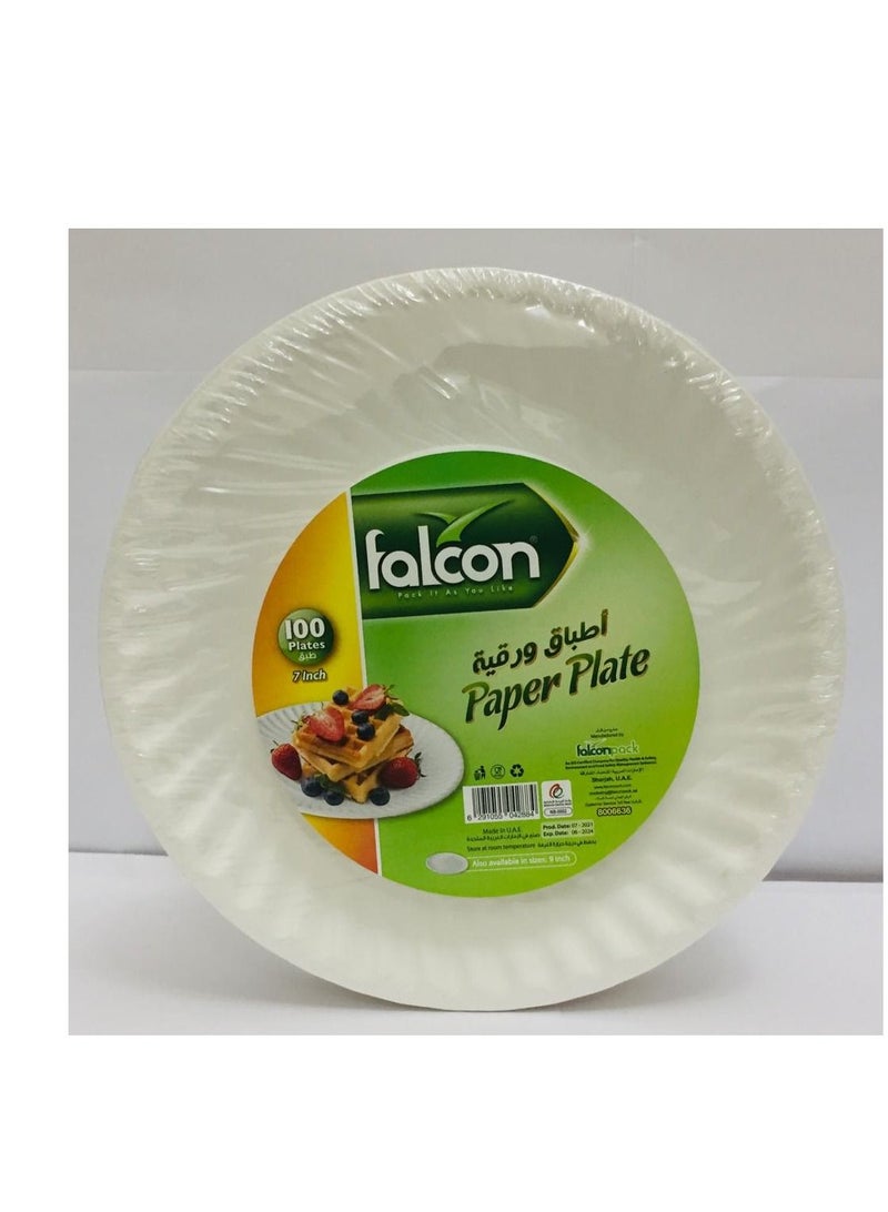 فالكون باك طبق ورقية فالكون 100 قطعة - 7 بوصة - Image 1