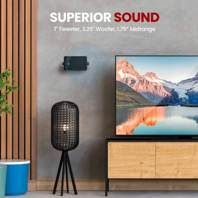 Pyramid 3-Way Indoor Outdoor Speaker System - 3.5 Inch 200W Pair of Mini Box Ceiling Wall Mount Speakers w/1" Tweeter, 3.25" Woofer, 1.75â€ Midrange - Home Theater Entertainment, PA System - 2022SX - Image 4
