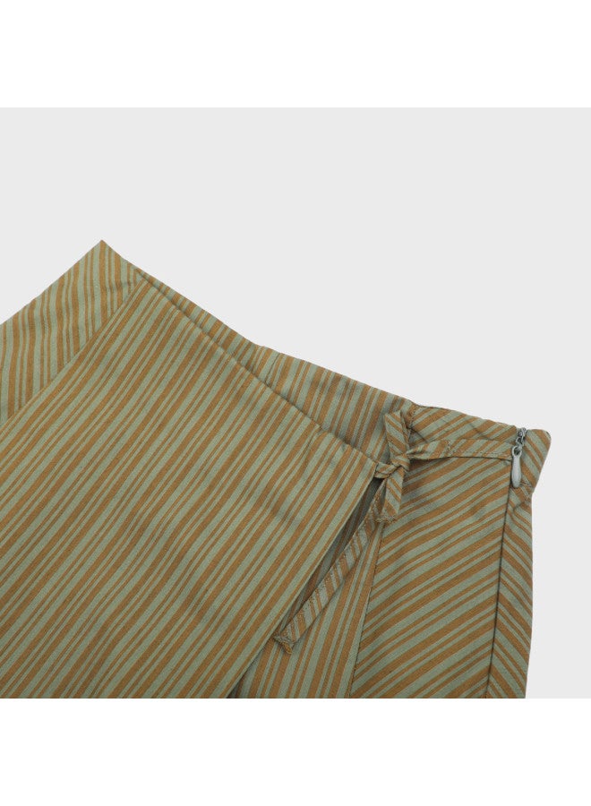 Zara Girls' Fashion Stylish Contrast Color Striped Wrap A-line Lined Short Skirt - Image 5