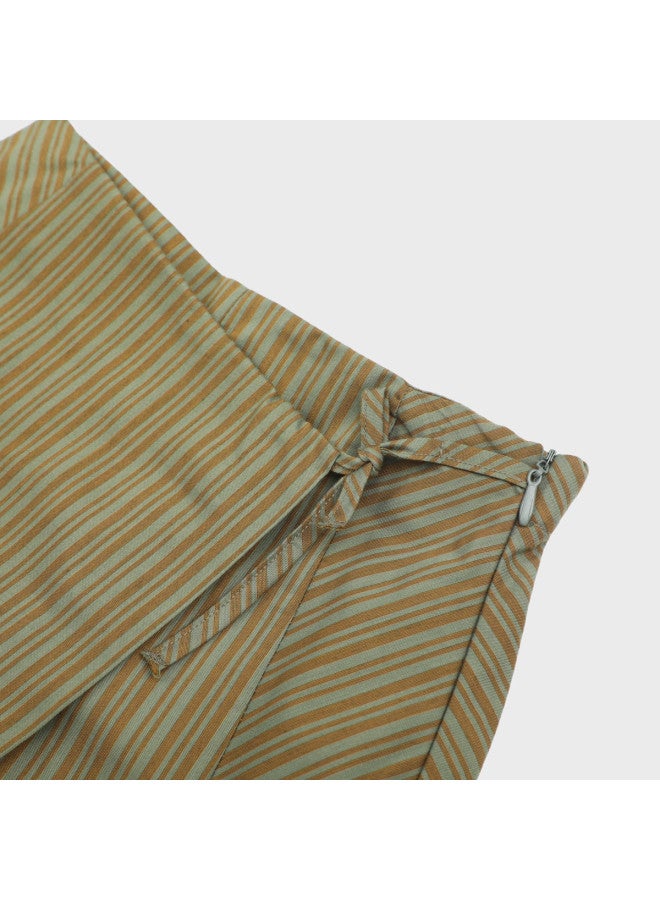 Zara Girls' Fashion Stylish Contrast Color Striped Wrap A-line Lined Short Skirt - Image 4