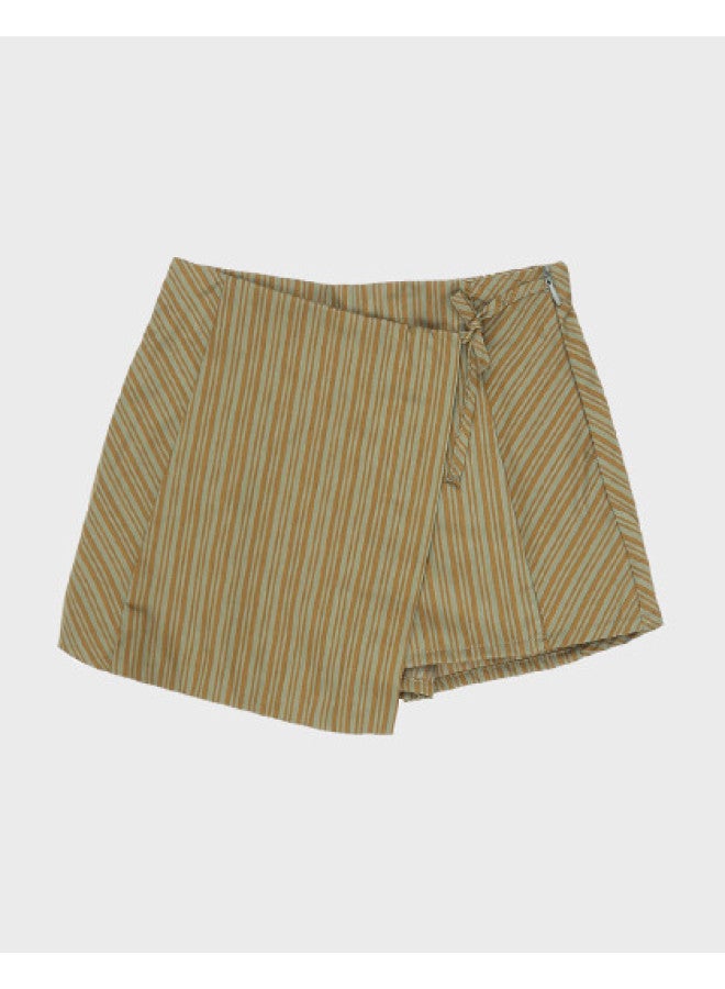 Zara Girls' Fashion Stylish Contrast Color Striped Wrap A-line Lined Short Skirt - Image 1