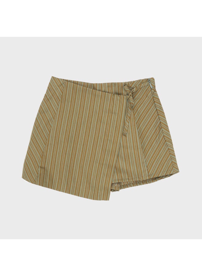 Zara Girls' Fashion Stylish Contrast Color Striped Wrap A-line Lined Short Skirt - Image 2