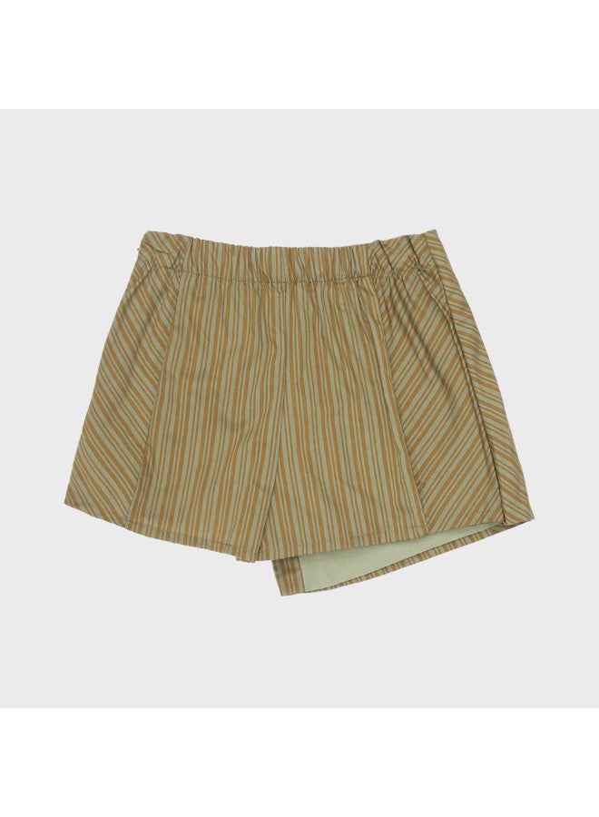 Zara Girls' Fashion Stylish Contrast Color Striped Wrap A-line Lined Short Skirt - Image 3