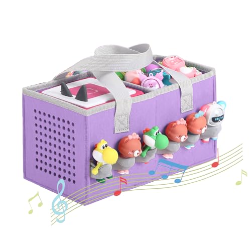 Piaclen Carrying case for Toniebox Audio Player and Figurines Starter Set,Felt Organizer Bag,Travel for toniebox 2 Earphone and charger accessories portable bag (Purple) - Image 2