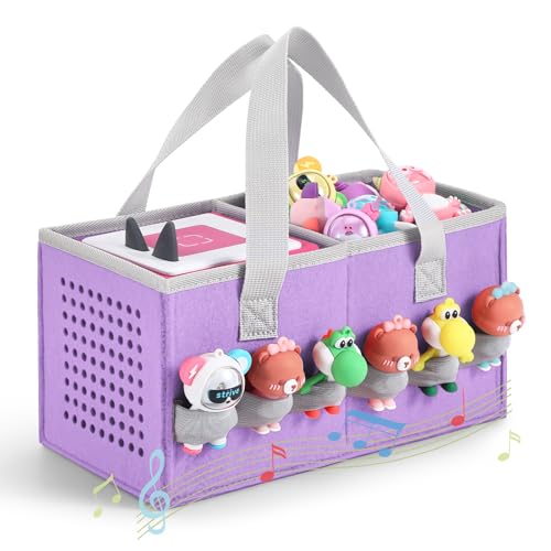Piaclen Carrying case for Toniebox Audio Player and Figurines Starter Set,Felt Organizer Bag,Travel for toniebox 2 Earphone and charger accessories portable bag (Purple) - Image 1