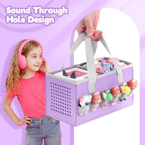 Piaclen Carrying case for Toniebox Audio Player and Figurines Starter Set,Felt Organizer Bag,Travel for toniebox 2 Earphone and charger accessories portable bag (Purple) - Image 4
