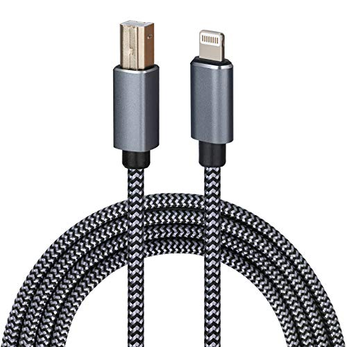 WORLDBOYU Lightning to MIDI Cable USB OTG Type B Cable for Select iPhone, iPad Models for Midi Controller, Electronic Music Instrument, Midi Keyboard, Recording Audio Interface, USB Microphone (6FT) - Image 1