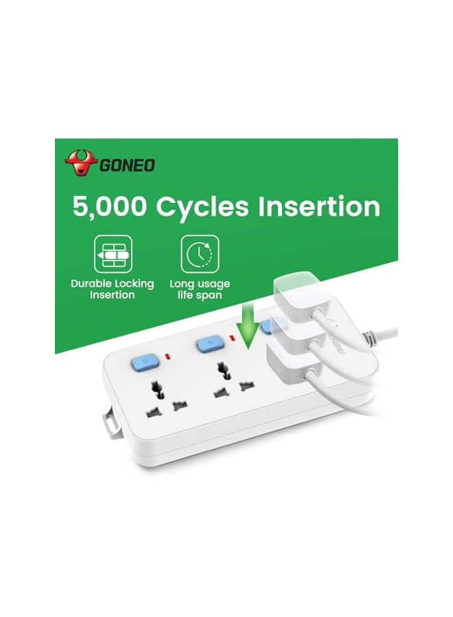 GONGNIU لوحة تمديد طاقة GONGNIU 3 مآخذ مع 3 مفتاح و 3 م سلك | تمديد طاقة عالمي للمنزل والمكتب | مآخذ متعددة عالمية - Image 4