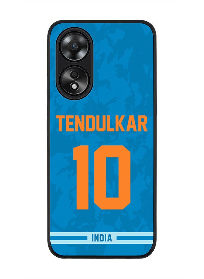Stylizedd Rugged Black edge case for Oppo A58 4G, Slim fit Soft Case Flexible Thin Cover- Team India Sachin Tendulkar, Jersey No 10 - Image 1