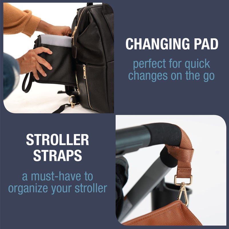 CleverMade Diaper Bag Backpack with Handles - Includes Changing Pad & Stroller Straps - Image 3