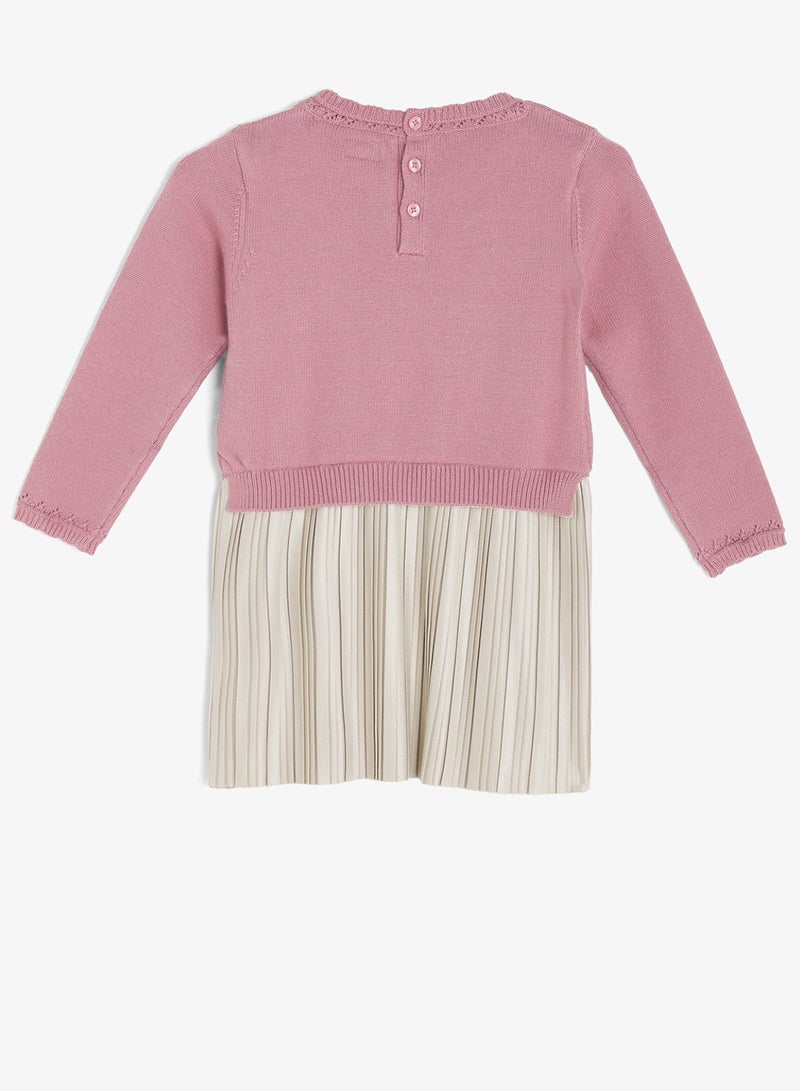 GUESS Kids Mixed Fabric Long Sleeve Dress - Image 2