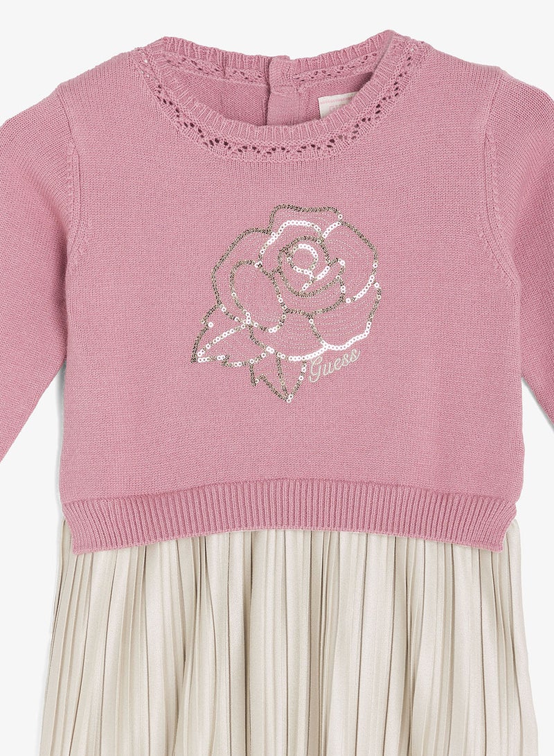 GUESS Kids Mixed Fabric Long Sleeve Dress - Image 3