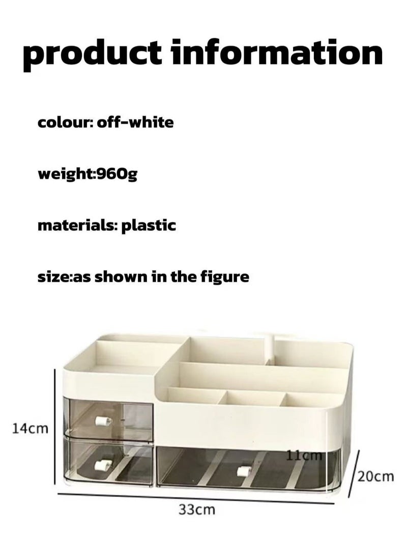 Large Clear Makeup Organizer Desktop Storage Box with Drawers - Cosmetic Skincare Organizer for Lipstick, Foundation, Eyebrow Pencil  - Image 4