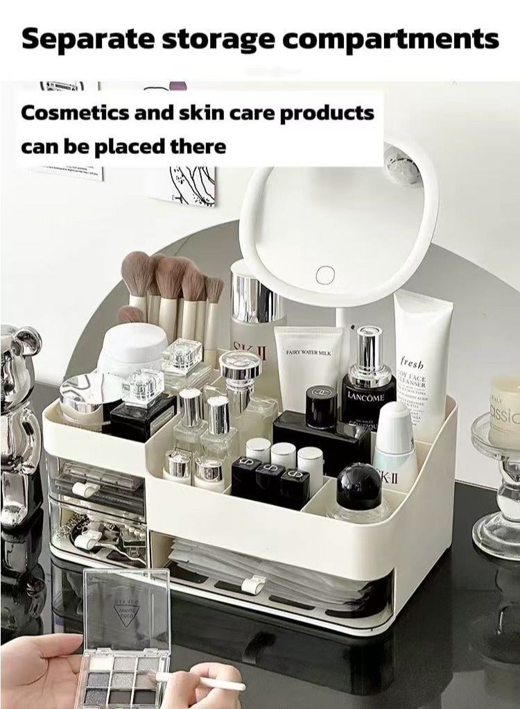 Large Clear Makeup Organizer Desktop Storage Box with Drawers - Cosmetic Skincare Organizer for Lipstick, Foundation, Eyebrow Pencil  - Image 2