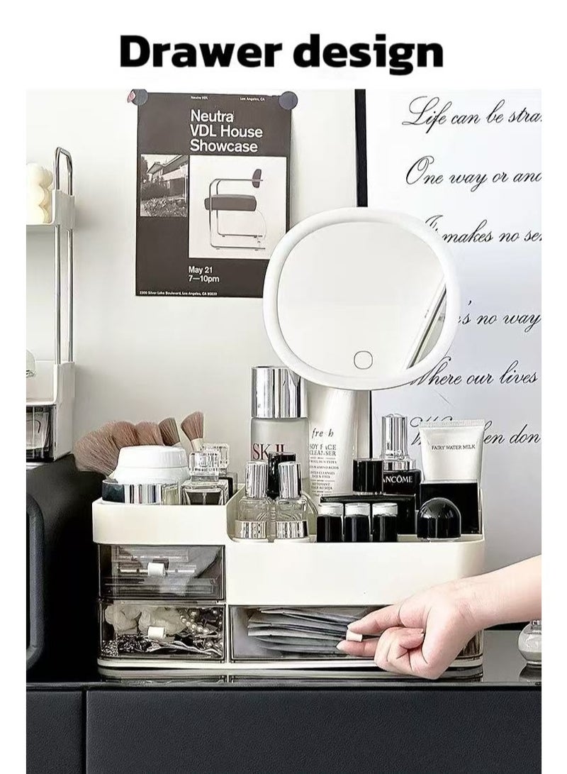 Large Clear Makeup Organizer Desktop Storage Box with Drawers - Cosmetic Skincare Organizer for Lipstick, Foundation, Eyebrow Pencil  - Image 3