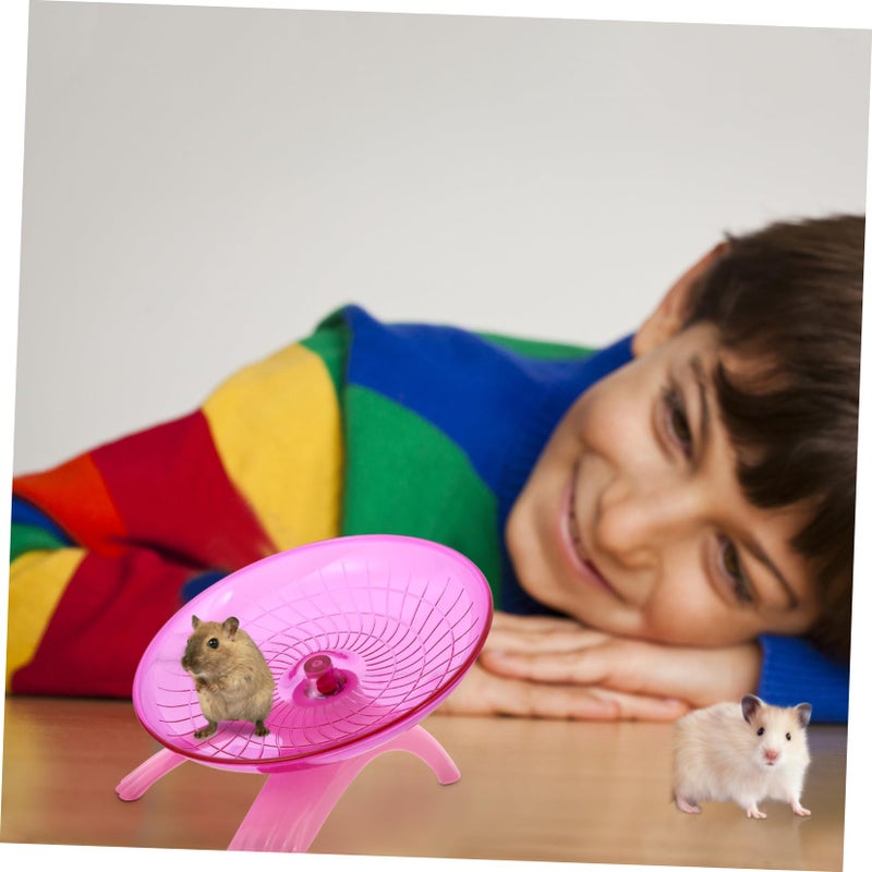 2 Pcs Silent Exercise Saucer Running Wheel Blue Pink for Hamsters Gerbils Hedgehogs - Image 5