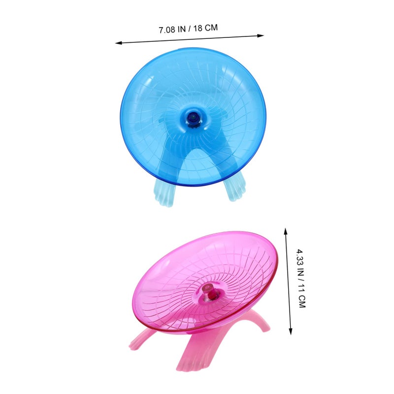 2 Pcs Silent Exercise Saucer Running Wheel Blue Pink for Hamsters Gerbils Hedgehogs - Image 4