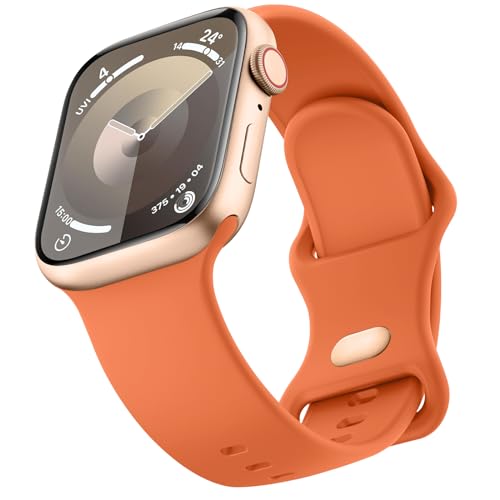 Mugust Sport Bands Compatible with Apple Watch Band 45mm 44mm 42mm, Soft Silicone Correa Wristband Replacement Strap Compatible for Apple Watch Ultra 2/Ultra SE/SE 2 iWatch Series 9 8 7 6 5 4 3 Women Men, - Image 1