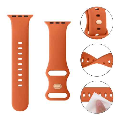 Mugust Sport Bands Compatible with Apple Watch Band 45mm 44mm 42mm, Soft Silicone Correa Wristband Replacement Strap Compatible for Apple Watch Ultra 2/Ultra SE/SE 2 iWatch Series 9 8 7 6 5 4 3 Women Men, - Image 4
