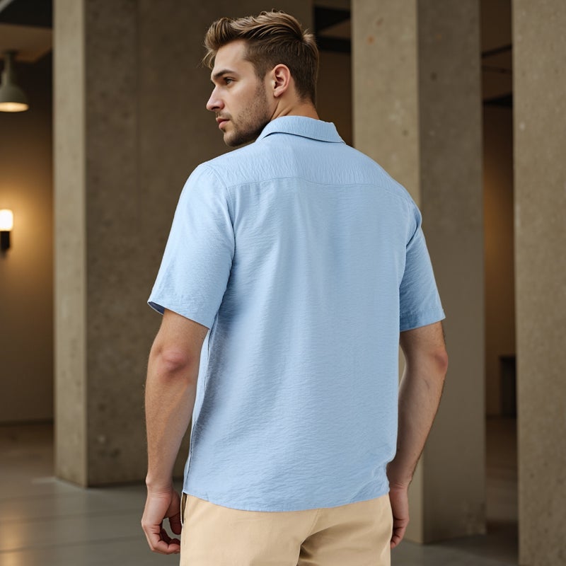 سبلاش فيڤ قميص بياقة بنقشة مجعدة بقصة عادية - Image 3