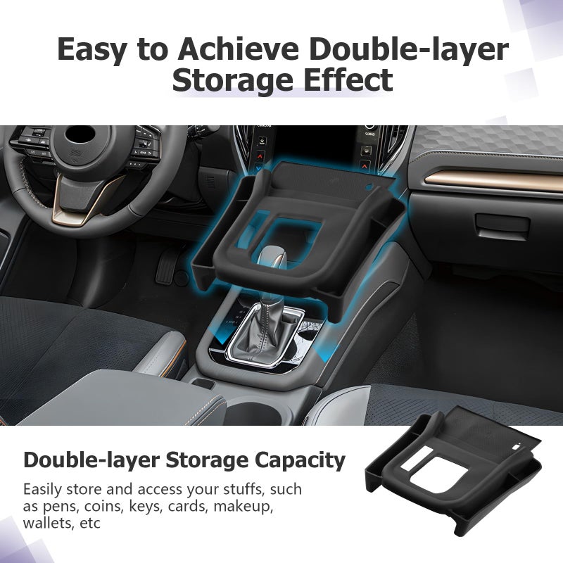 LUWU Center Console Organizer Side Pockets Fit for 2025 2026 Subaru Forester Accessories Gear Shift Cover Organizer Seat Gap Storage Box Wireless Charging Silicone Protective Pad (Not for Base & Wildness) - Image 4