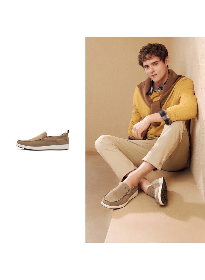 Hush Puppies Autumn New Men's Bean Shoes Fashion Genuine Leather Slip-on Comfortable Lightweight Commuting Men's Shoes - Image 2