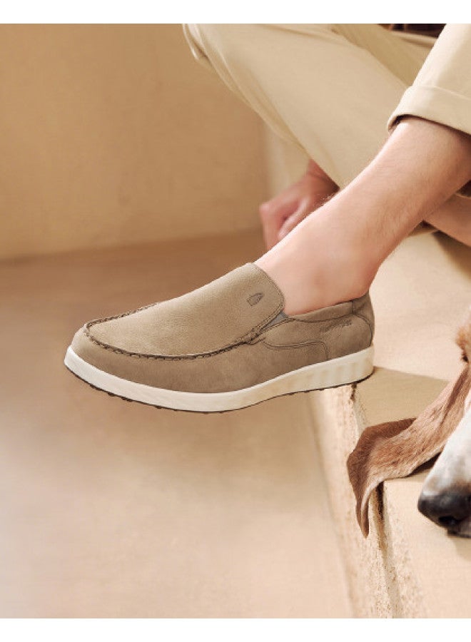 Hush Puppies Autumn New Men's Bean Shoes Fashion Genuine Leather Slip-on Comfortable Lightweight Commuting Men's Shoes - Image 1