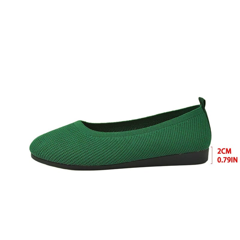 Women's Slip-On Casual Flats with Knit Upper, Round Toe and Low Heel - Image 1