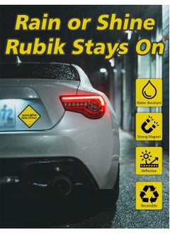 Rubik Magnetic New Driver Car Sign English Arabic, Reflective Removable and Reusable for Beginner Car SUV Van Drivers (12cm x 12cm)  - Image 4