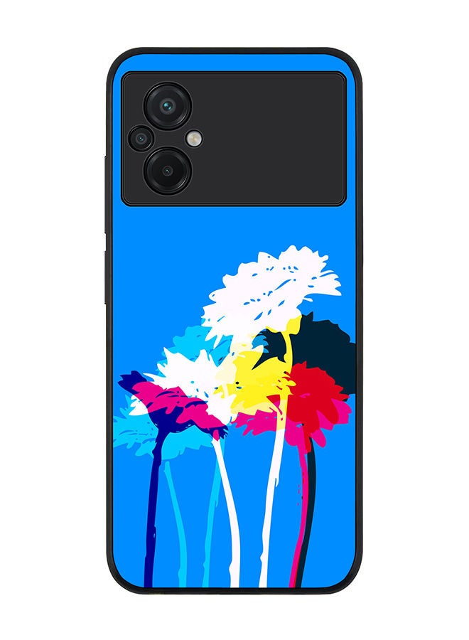 Stylizedd Rugged Black edge case for Xiaomi Poco M5 Slim fit Soft Case Flexible Rubber Edges Anti Drop TPU Gel Thin Cover - Bleeding Flowers (Blue) - Image 1