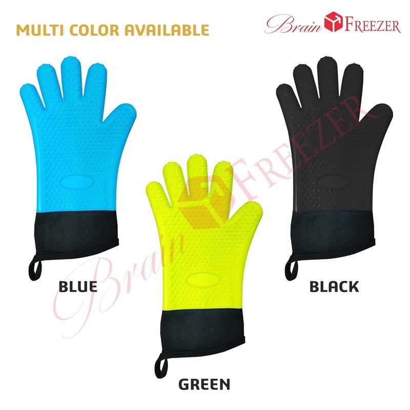 Brain Freezer Silicone Oven Gloves -Extreme Heat Resistant BBQ Gloves -Handle Hot Food Right on Your Grill Barbecue Fryer & Pit |Waterproof Grilling Cooking & Baking Mitts Pack of 2 (Multicolour) - Image 5