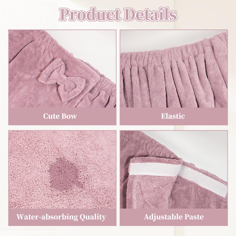 Hokoad 2 Sets Plus Size Towel Wraps for Women, Adjustable Shower Wrap Towel with Hair Towel Wrap, Oversize Wrap Around Towels Soft Elasticity Towel Dress, Quick Drying, Pink and Purple XXL-XXXXL - Image 4