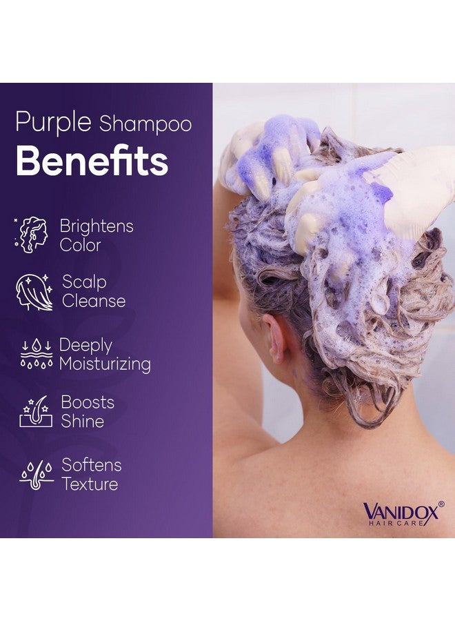 VANIDOX Sulfate Free Purple Shampoo for Grey and Silver Hair, Brass Toning Purple Shampoo Infused with Purple Pigment, Purple Shampoo for Gray Hair for Women (16 fl oz) - Image 3