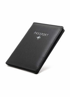 Travel Wallet Passport Holder Blocking Leather Passport Cover Case with Wallet for Credit Card, Money, Boarding, Passport Holder Protector for Men Women (Black)